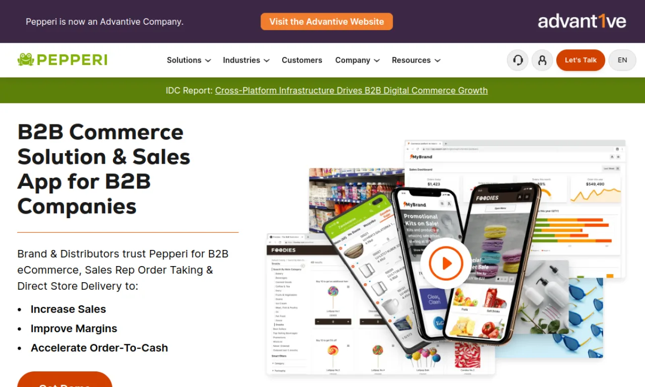 Screenshot of Pepperi website