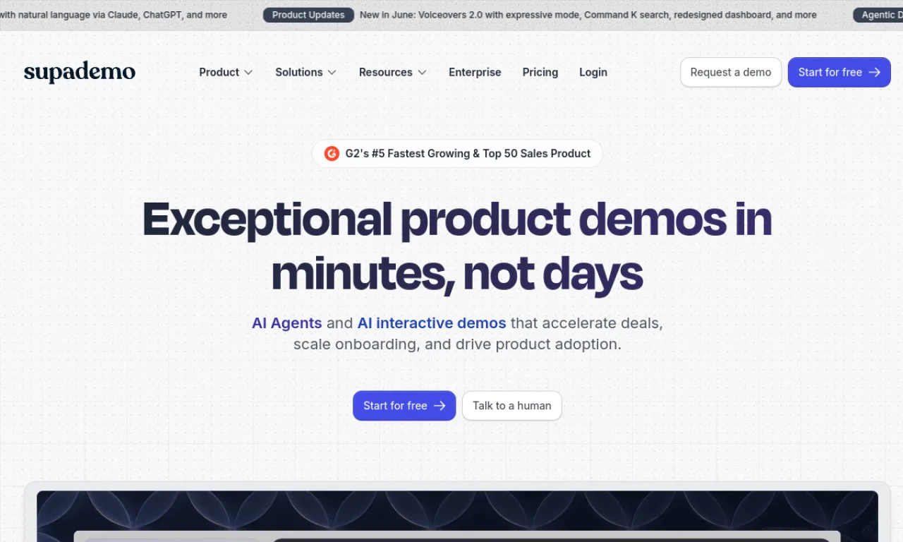 Screenshot of Supademo website