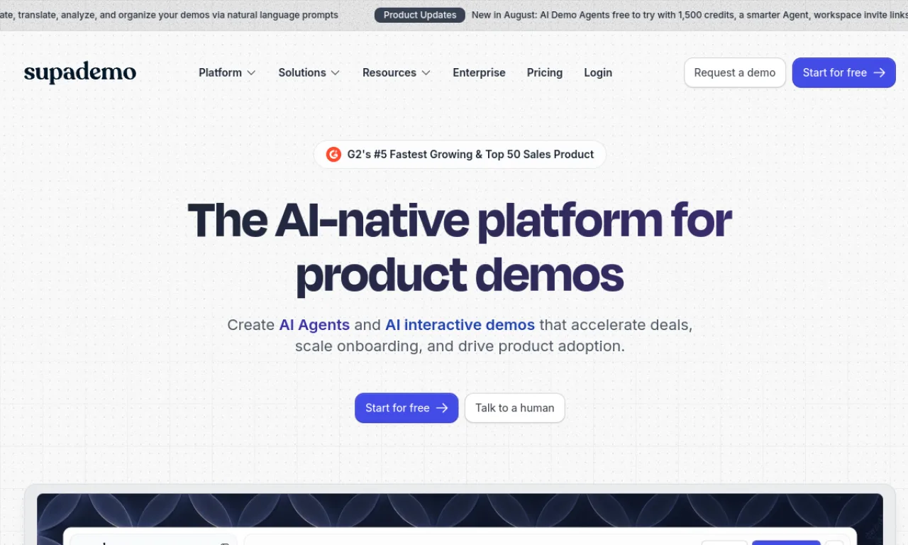 Screenshot of Supademo website