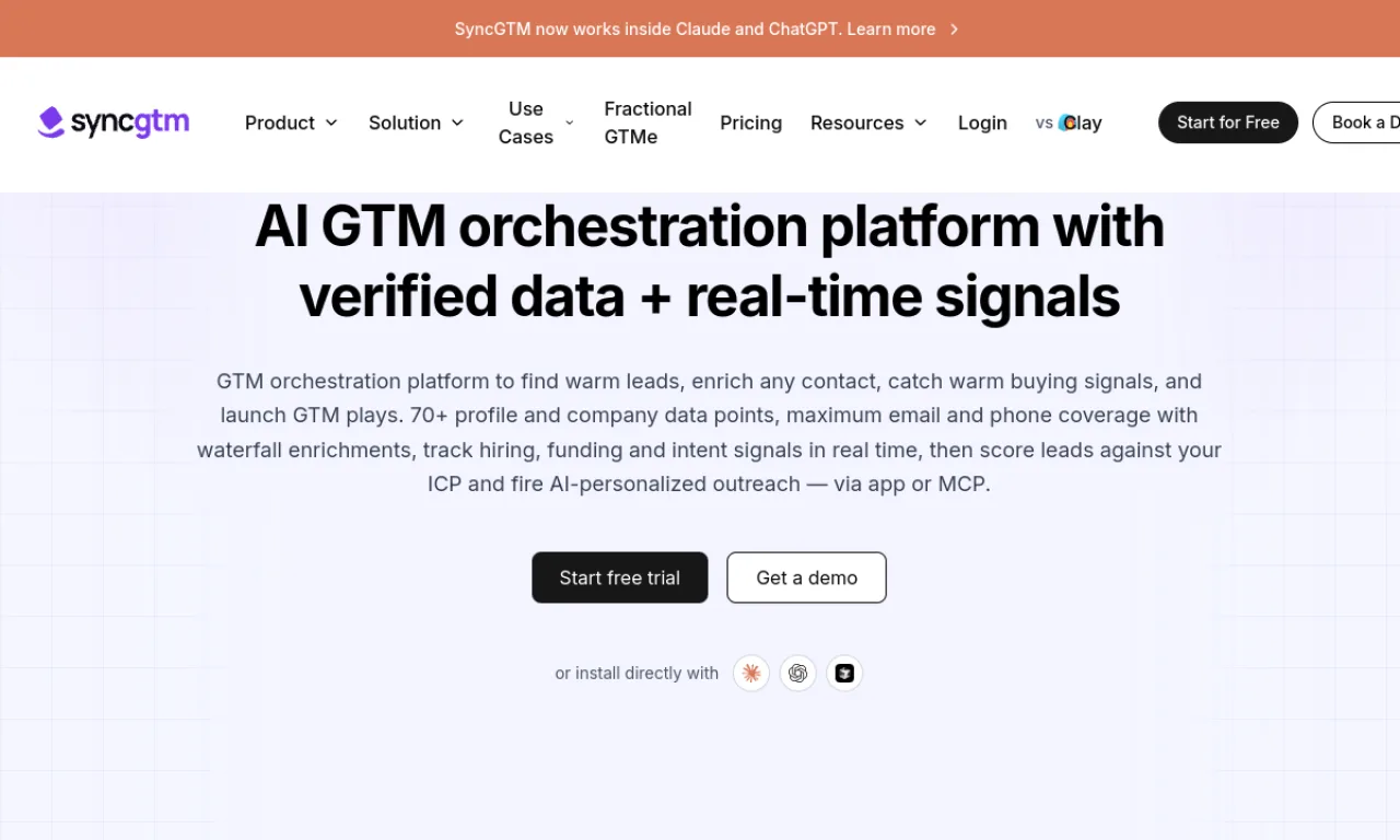 Screenshot of SyncGTM website
