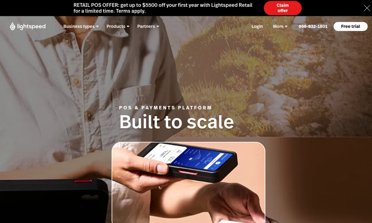 Screenshot of Lightspeed website
