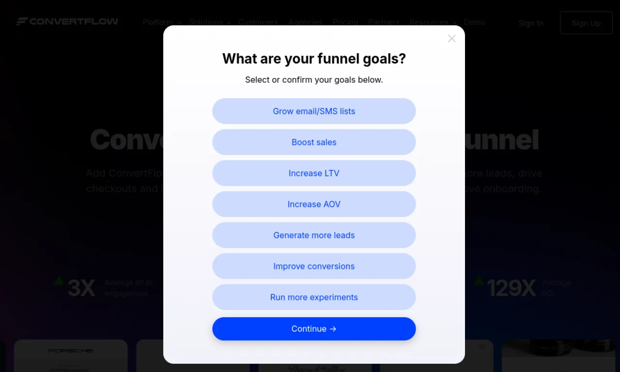 Screenshot of Convertflow website