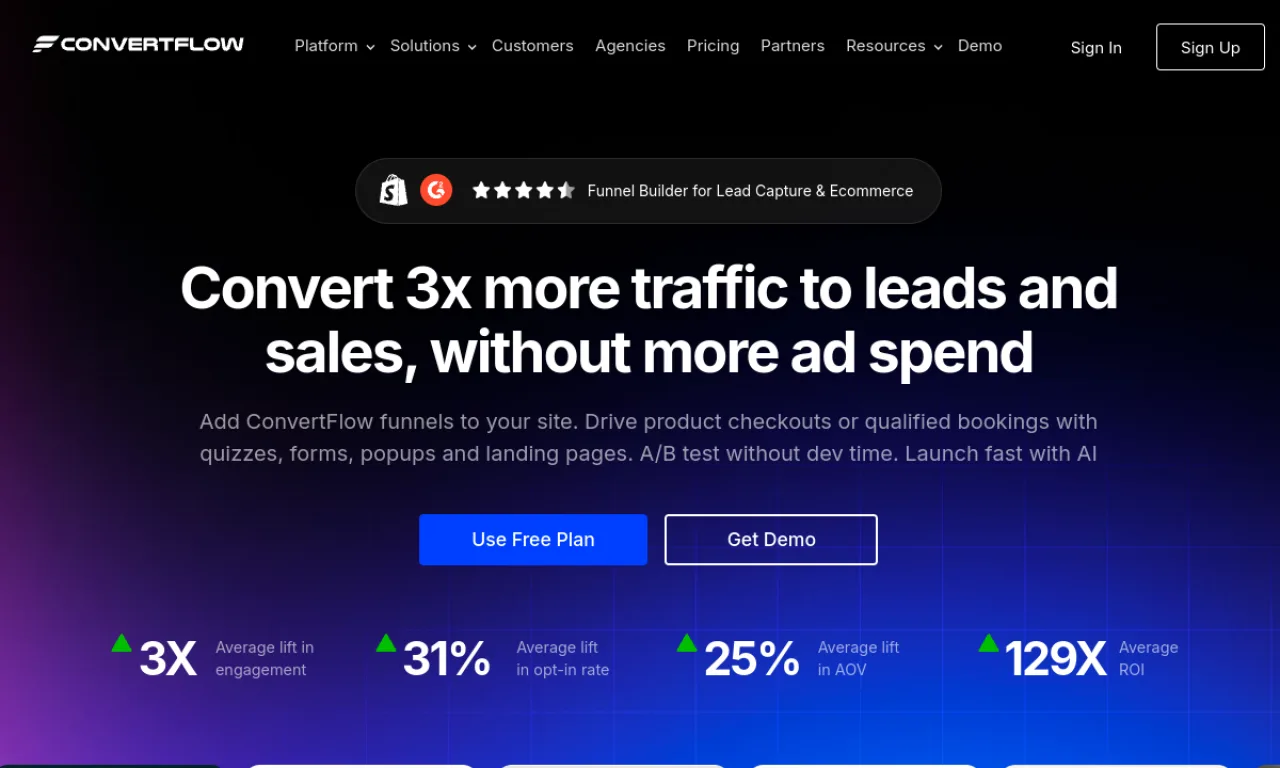 Screenshot of Convertflow website