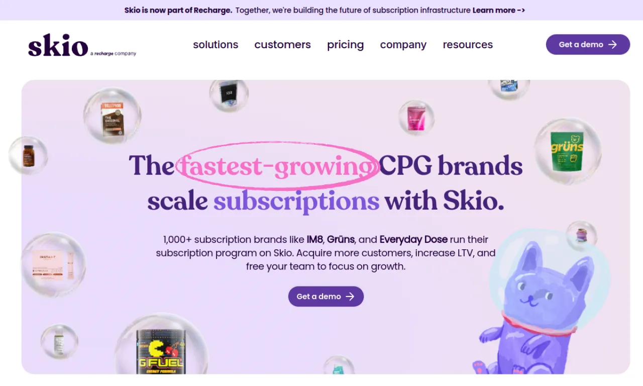 Screenshot of Skio website