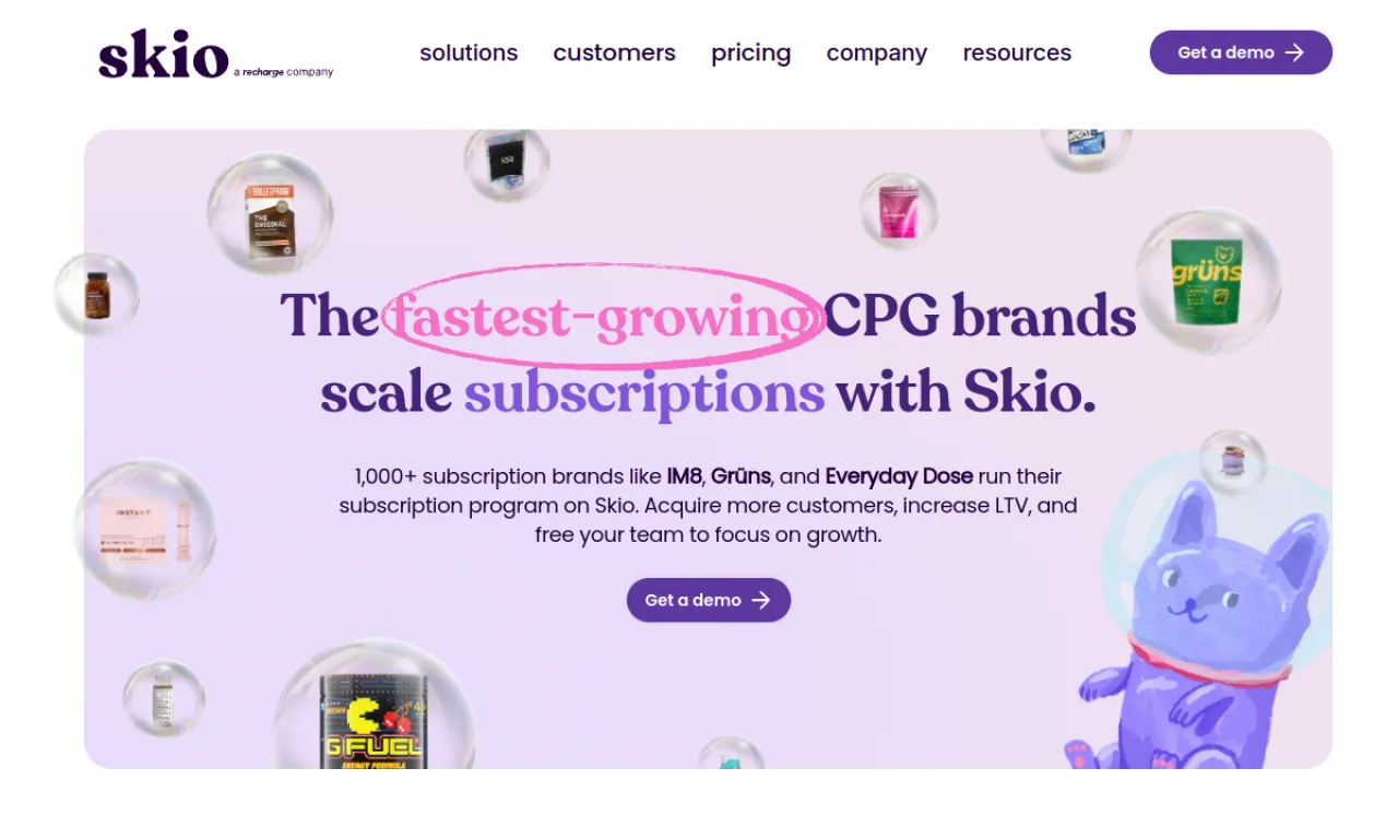 Screenshot of Skio website