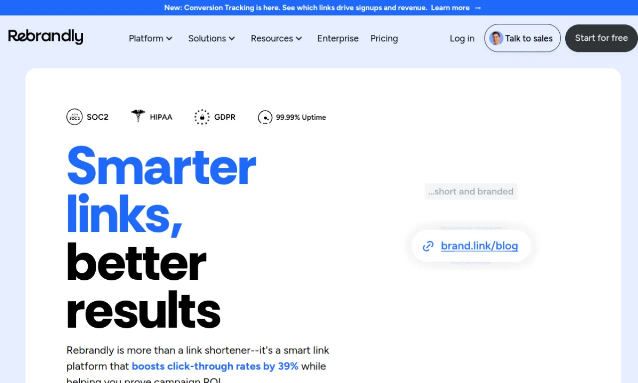 Screenshot of Rebrandly website