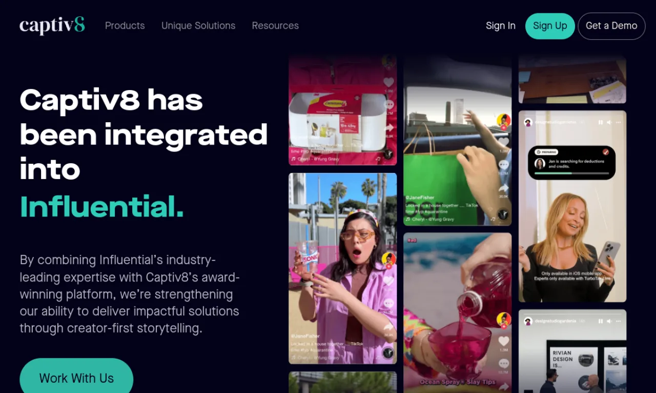 Screenshot of Captiv8 website