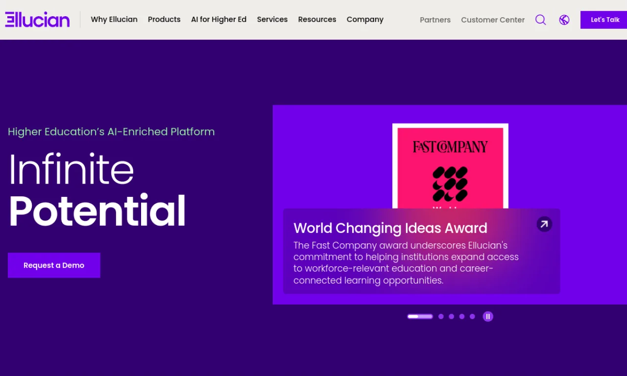 Screenshot of Ellucian website