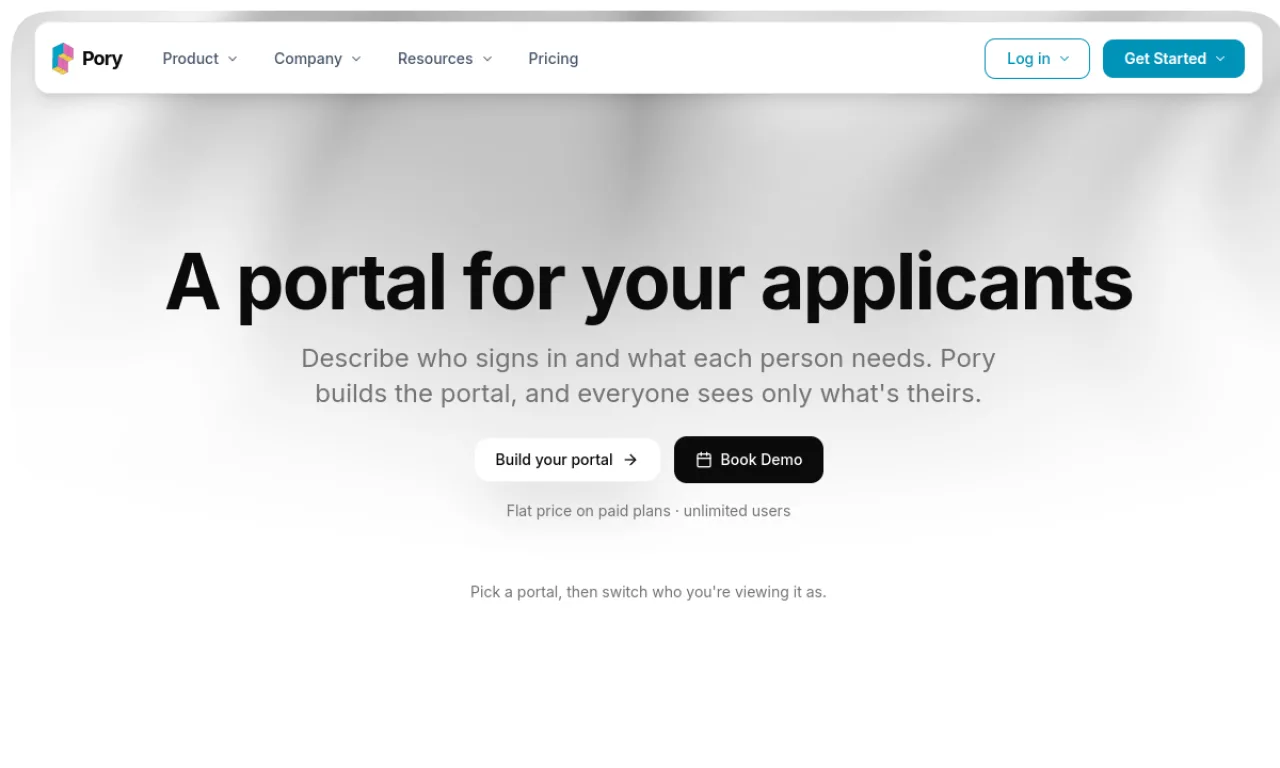 Screenshot of Pory / Feathery website