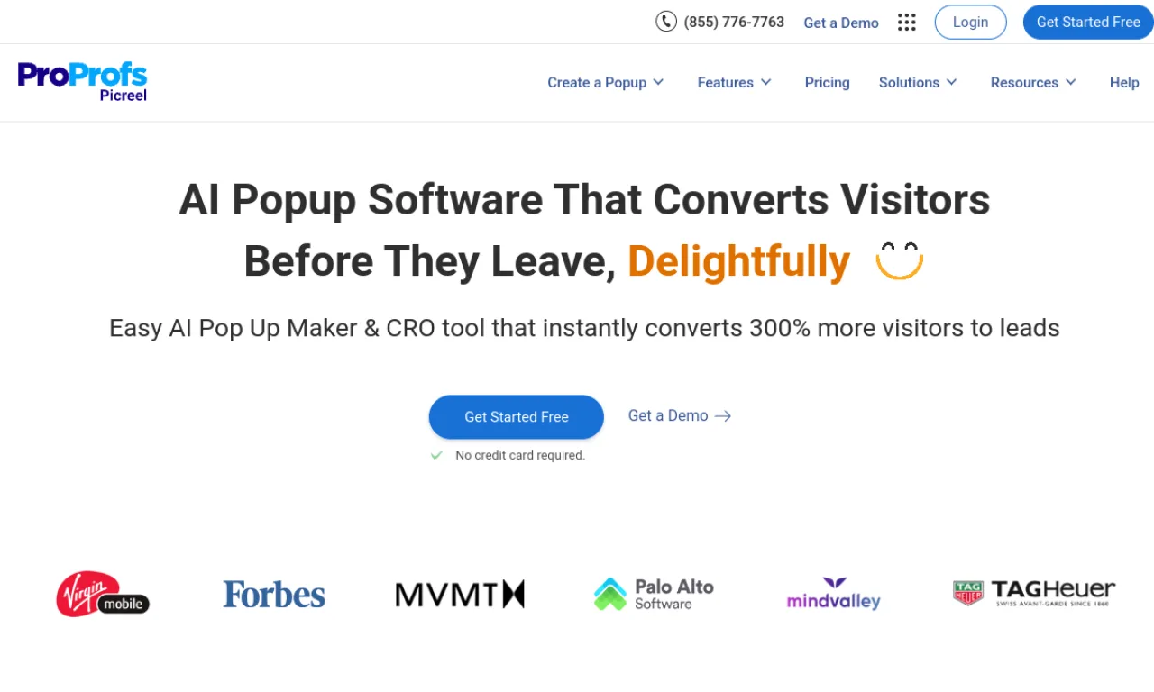 Screenshot of Picreel website