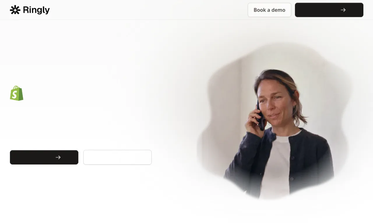 Screenshot of Ringly website