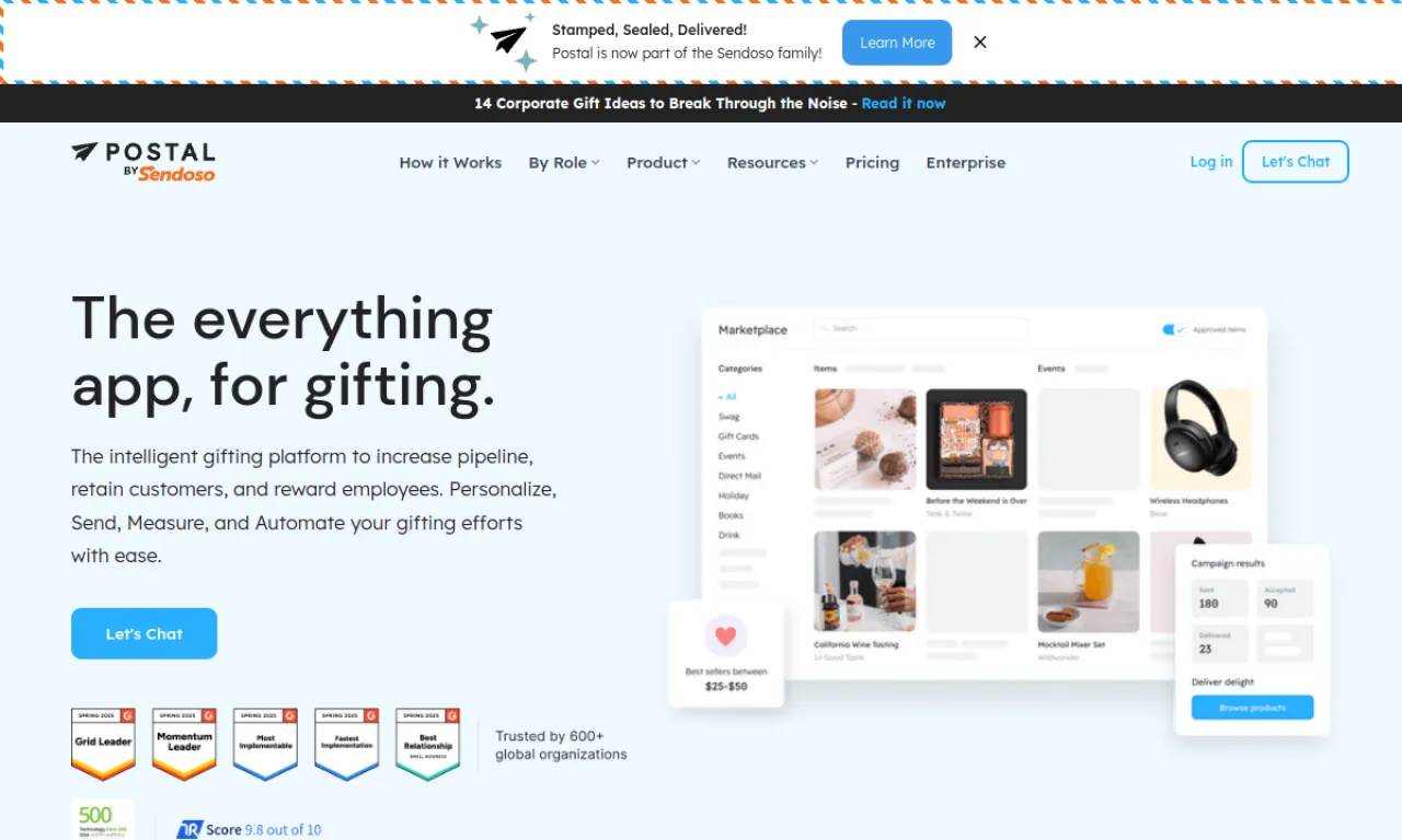 Screenshot of Postal website