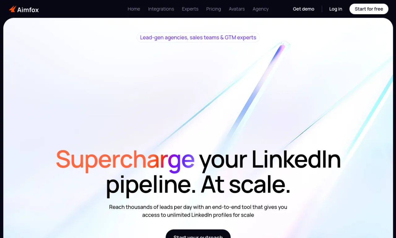 Screenshot of Aimfox website