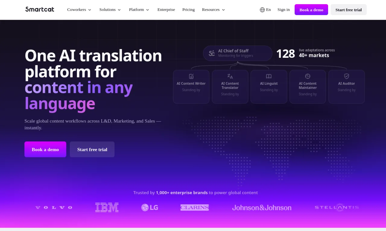 Screenshot of Smartcat website