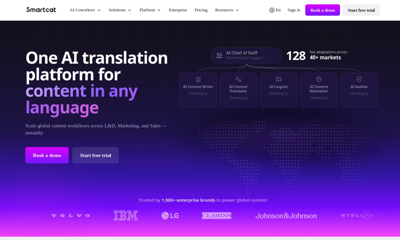 Screenshot of Smartcat website