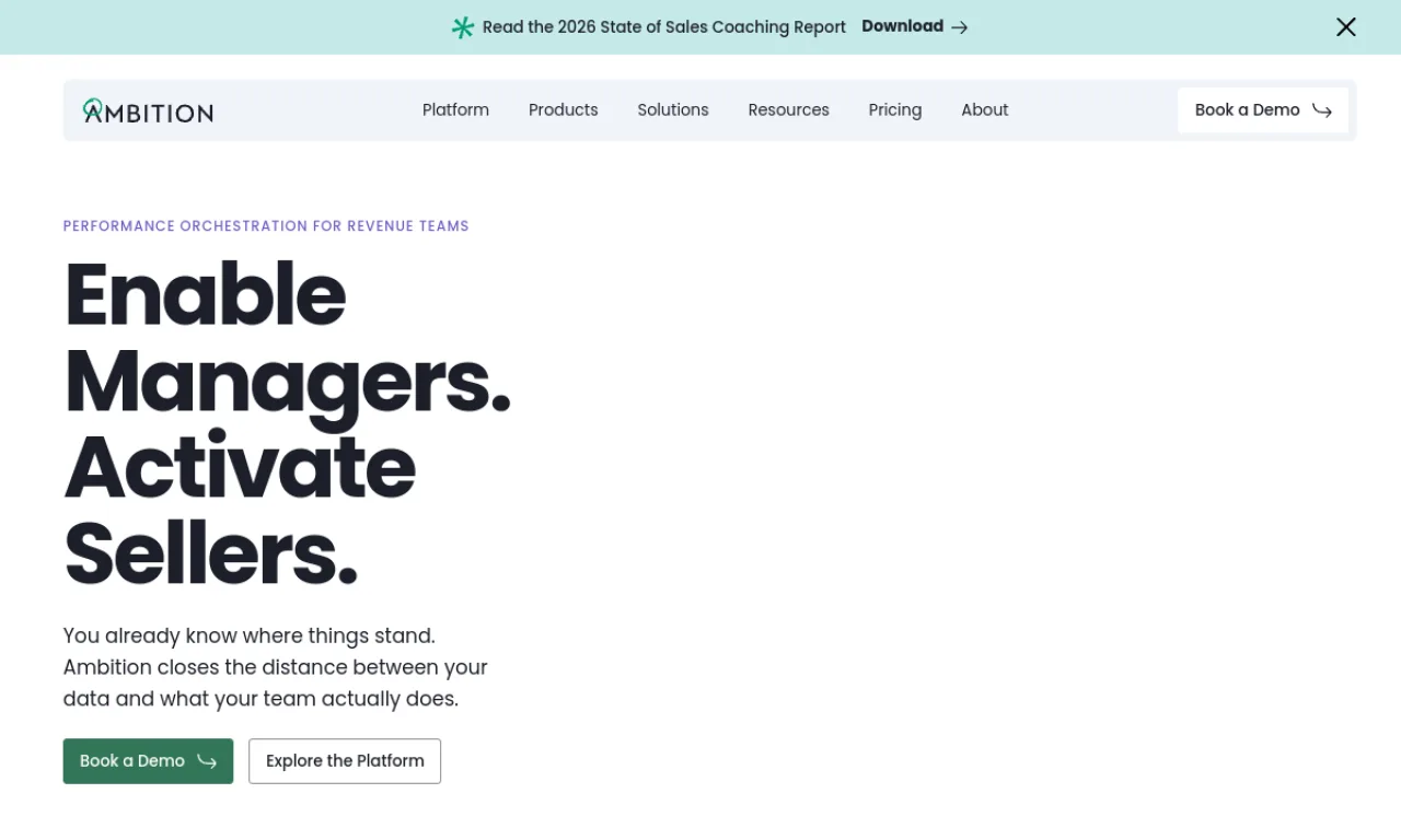 Screenshot of Ambition website