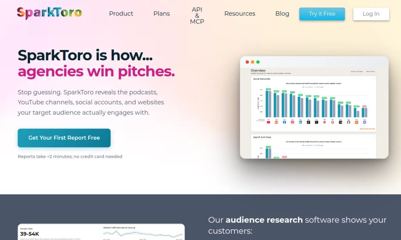 Screenshot of SparkToro website