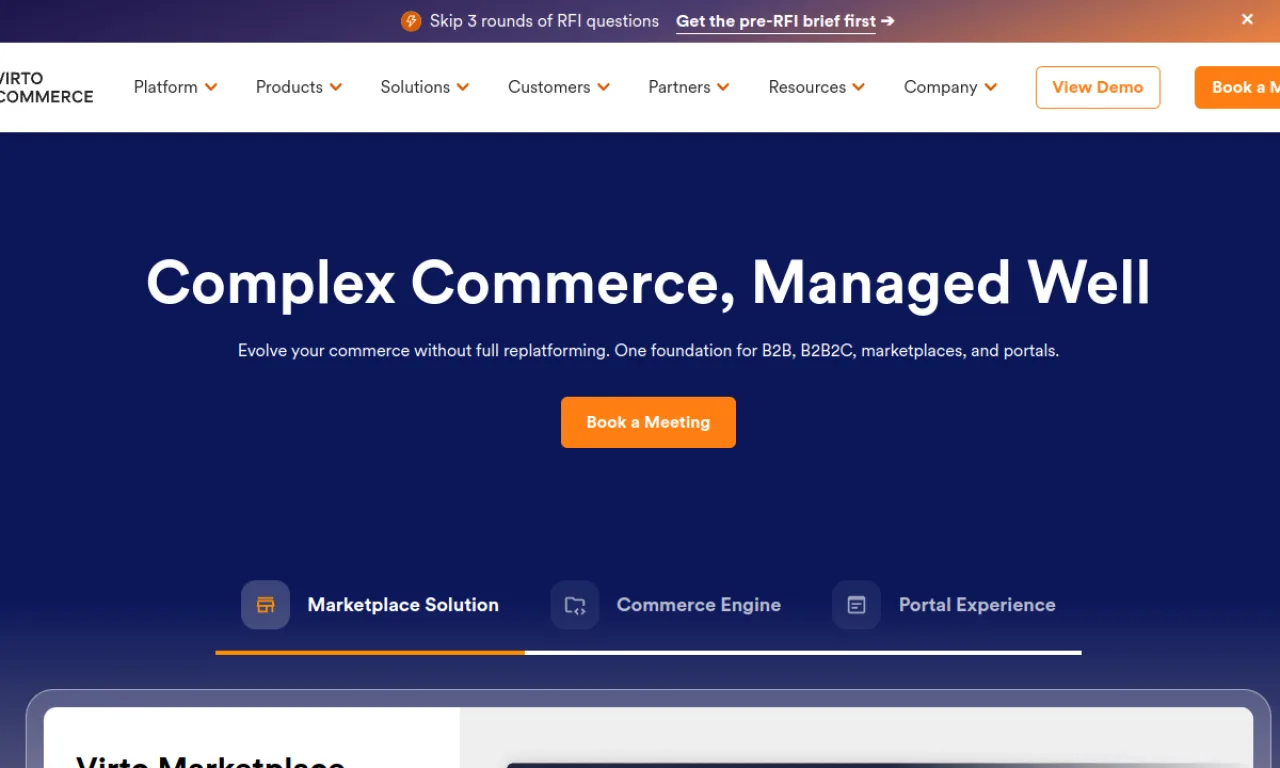 Screenshot of Virto Commerce website
