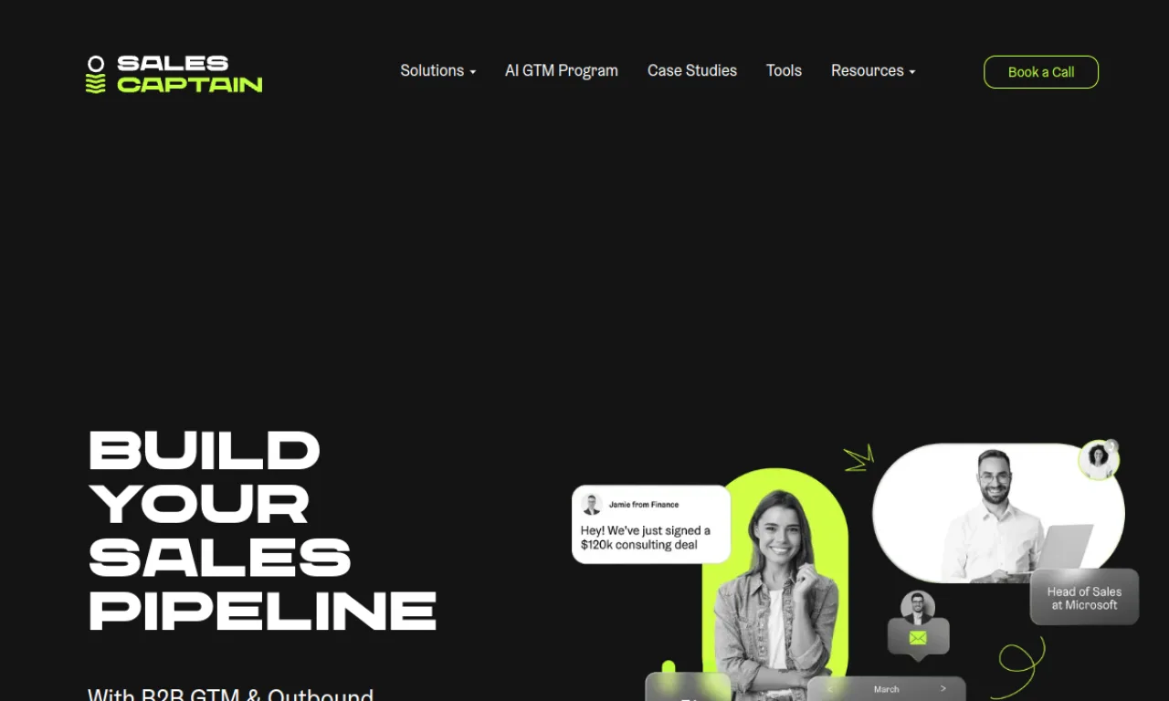 Screenshot of SalesCaptain website
