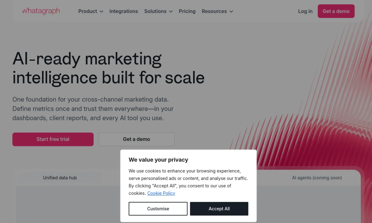 Screenshot of Whatagraph website