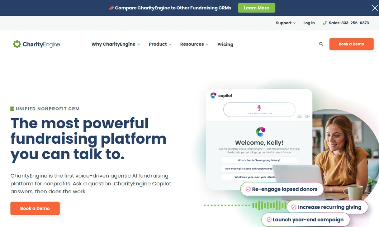Screenshot of CharityEngine website
