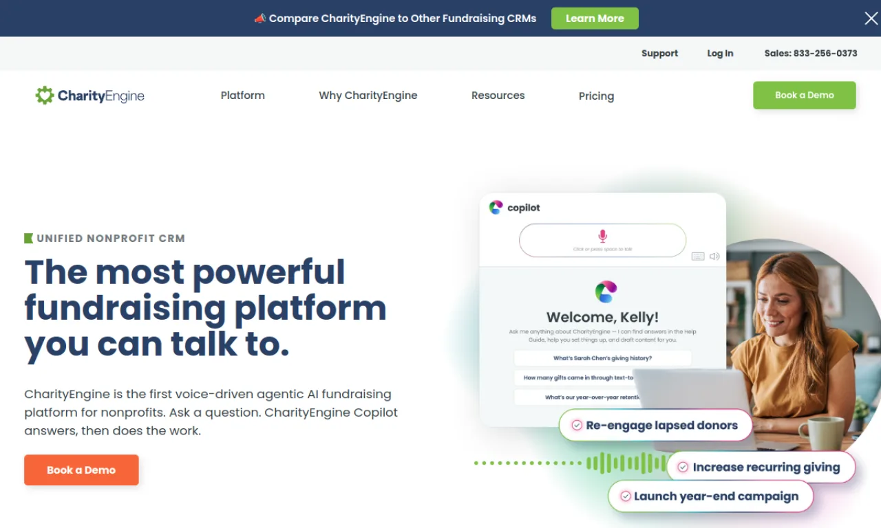 Screenshot of CharityEngine website