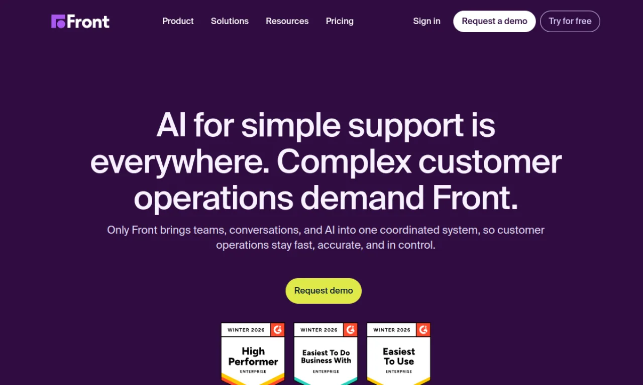 Screenshot of Front website
