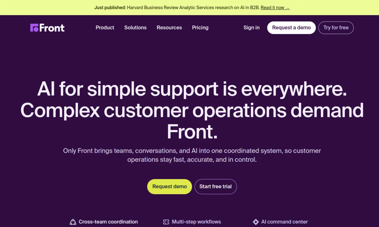 Screenshot of Front website
