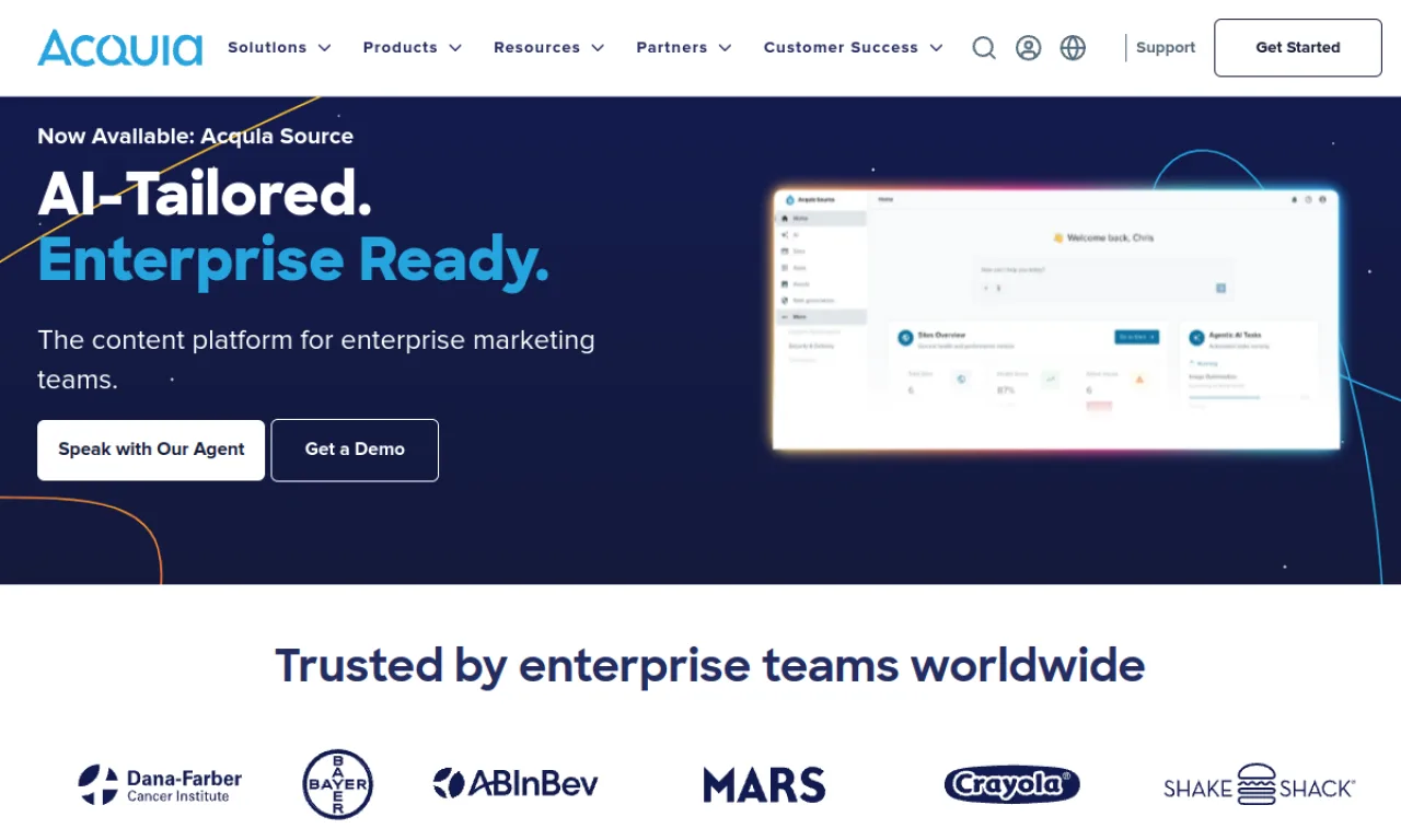 Screenshot of Acquia DAM website