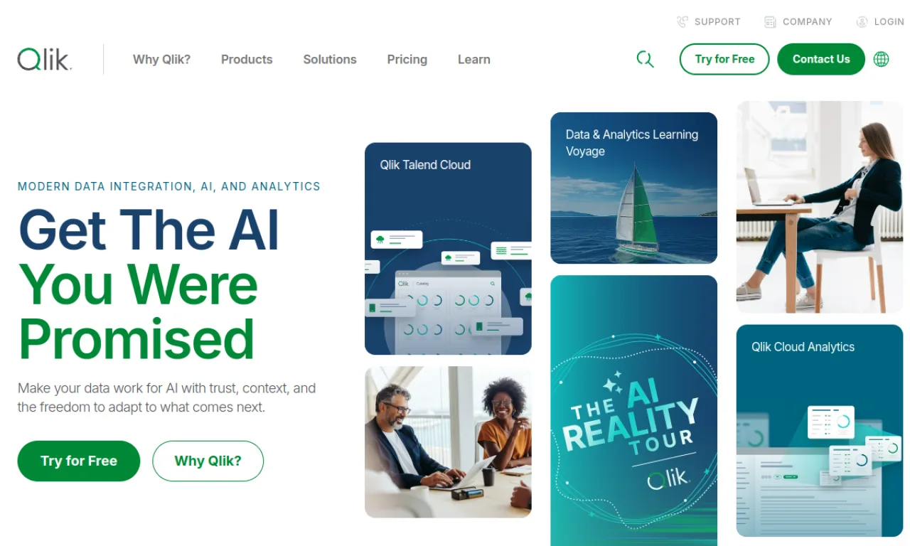Screenshot of Qlik website