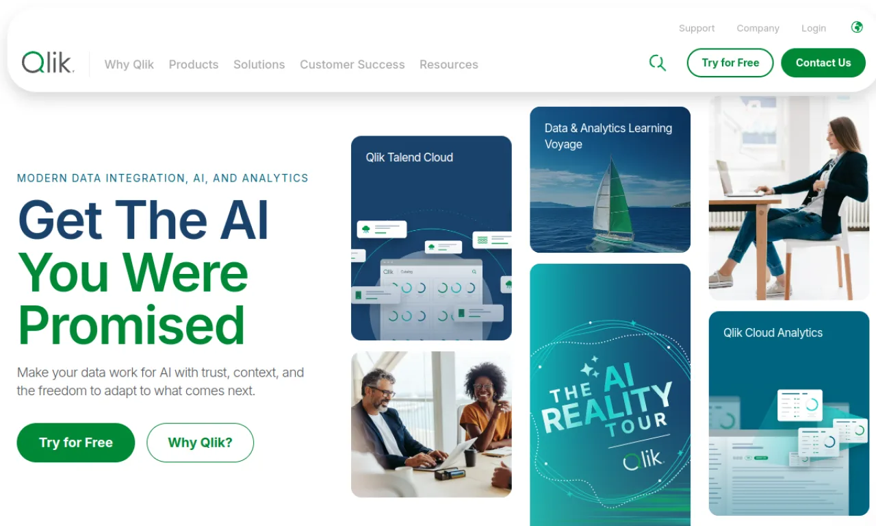 Screenshot of Qlik website