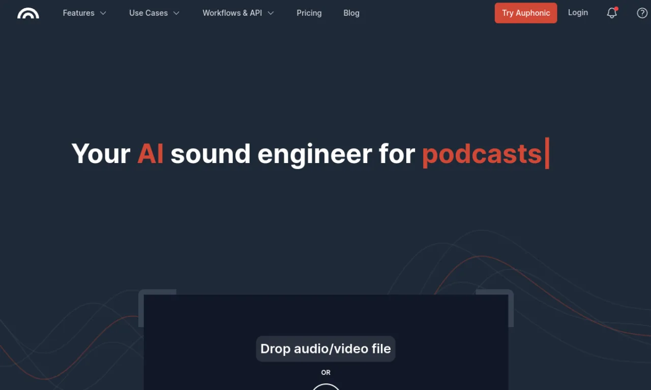 Screenshot of Auphonic website