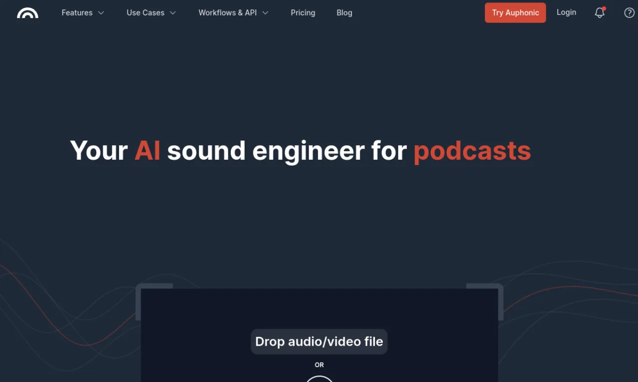 Screenshot of Auphonic website