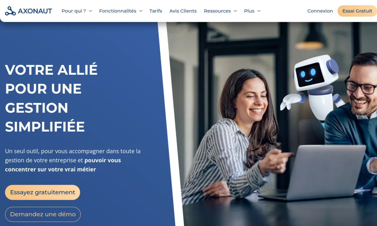 Screenshot of Axonaut website