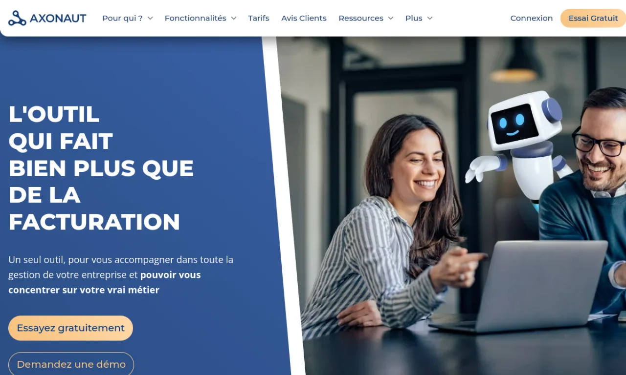 Screenshot of Axonaut website
