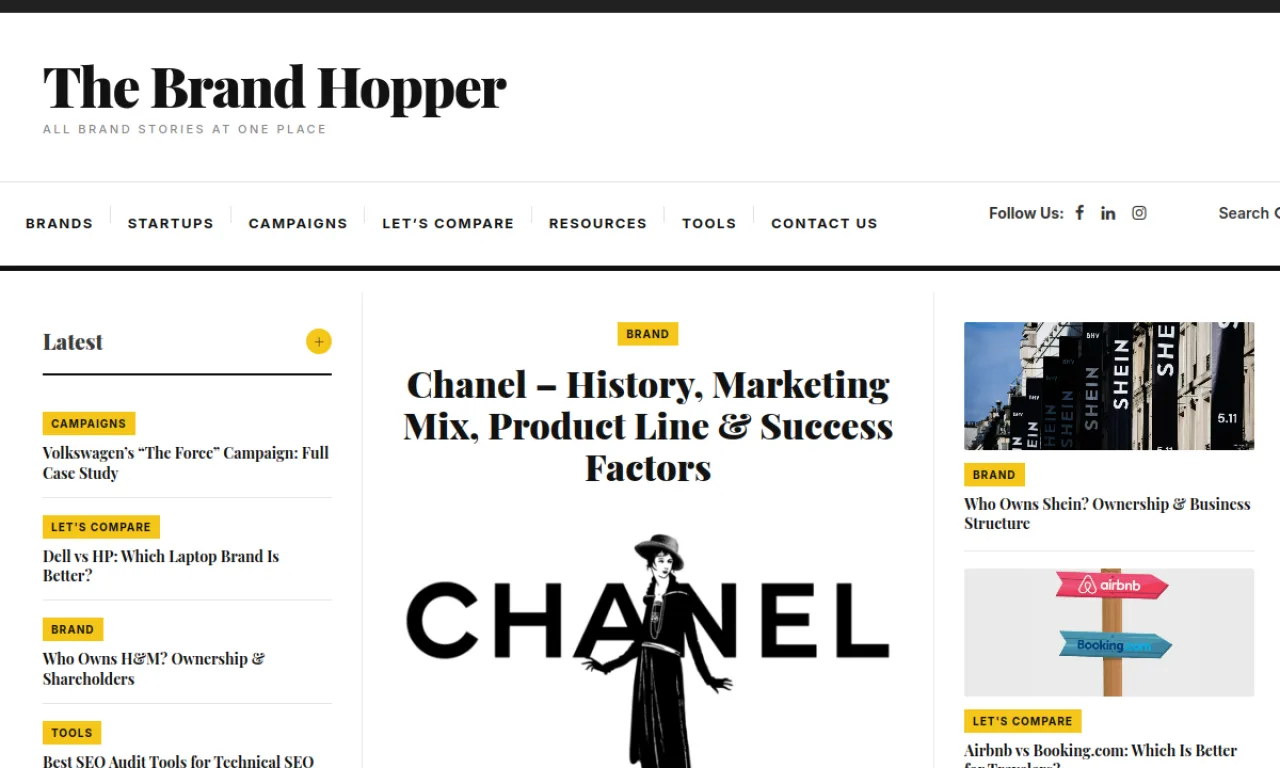Screenshot of Thebrandhopper website