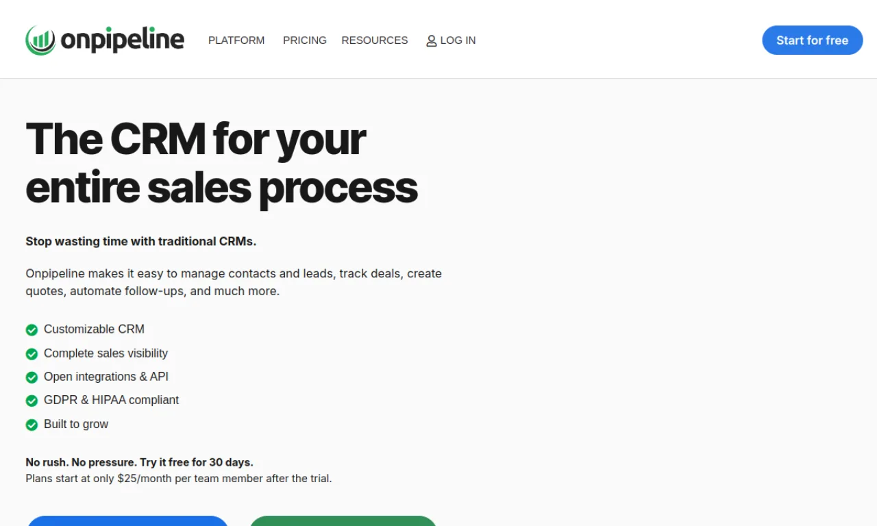 Screenshot of Onpipeline website