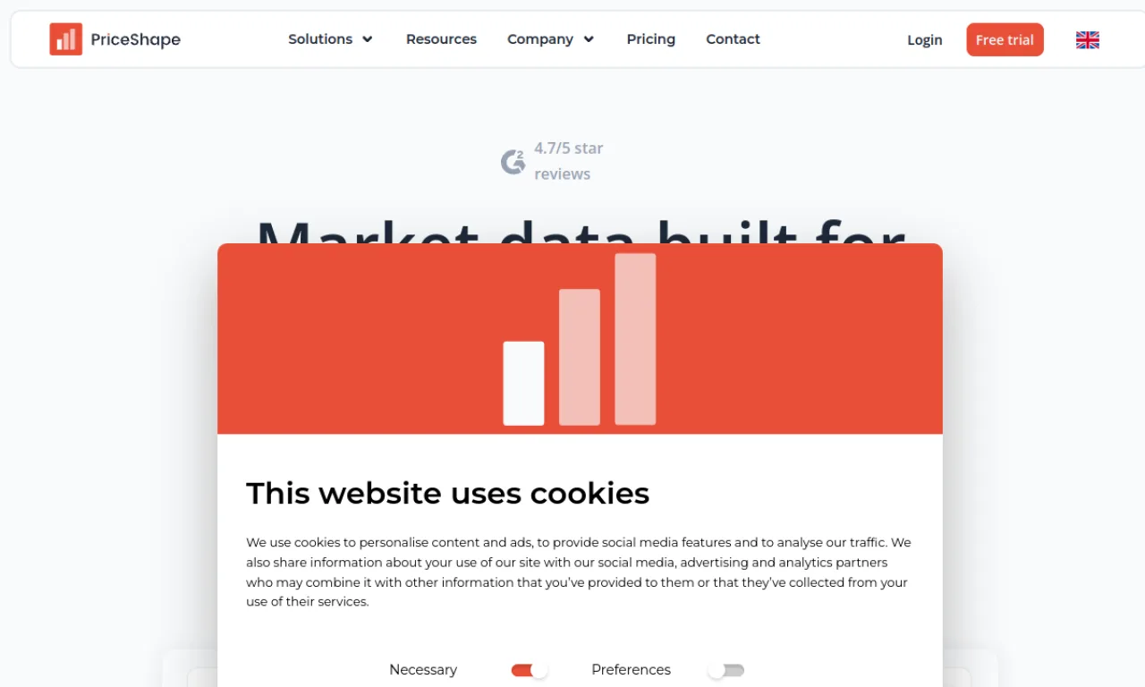 Screenshot of PriceShape website