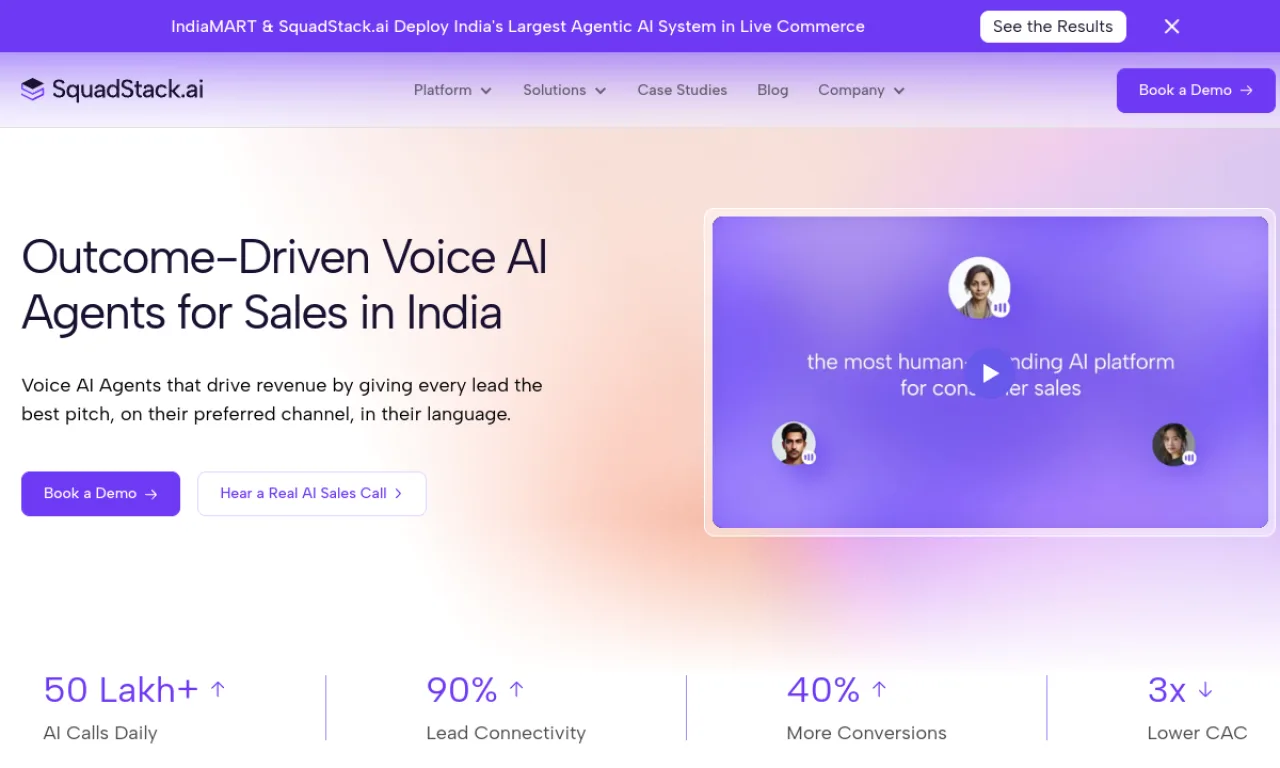 Screenshot of SquadStack website