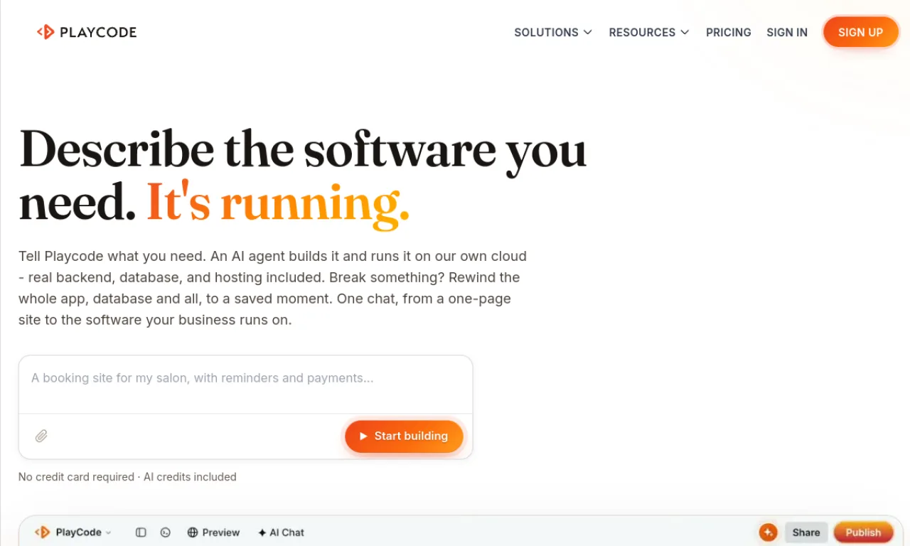 Screenshot of Playcode website