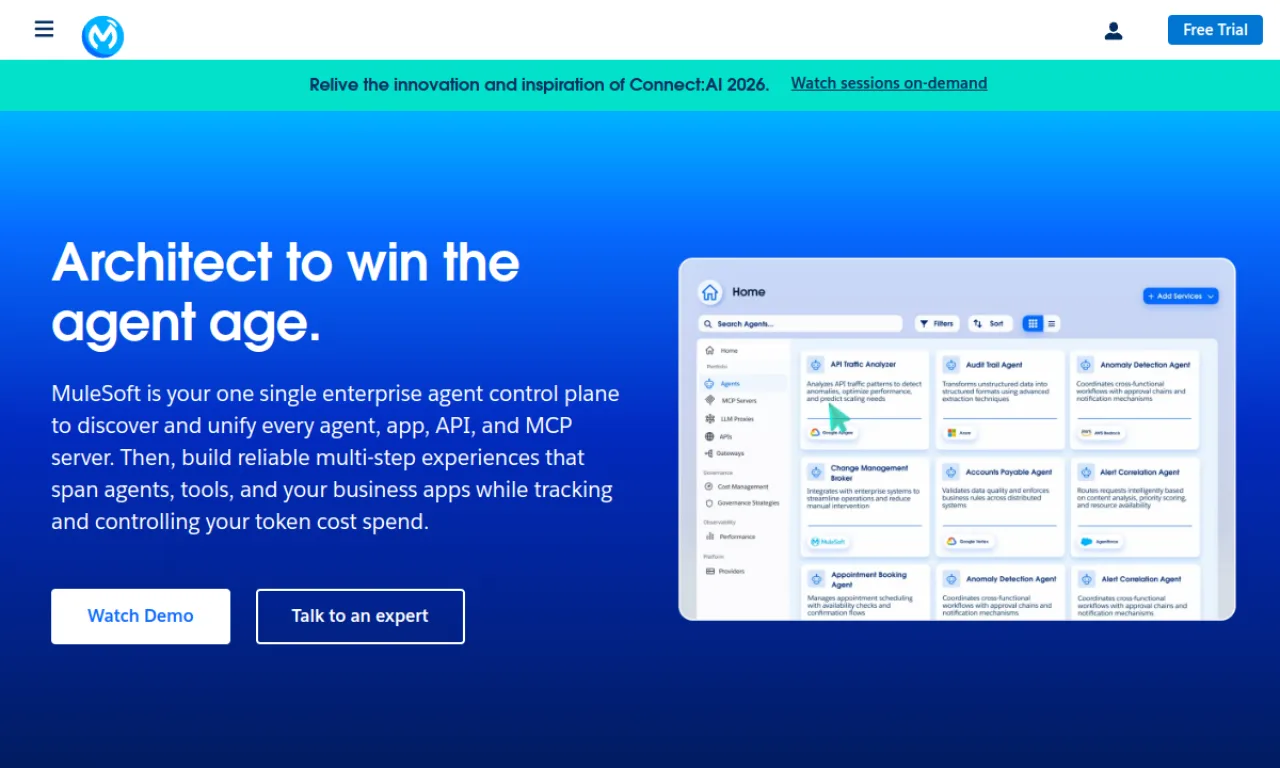 Screenshot of MuleSoft website