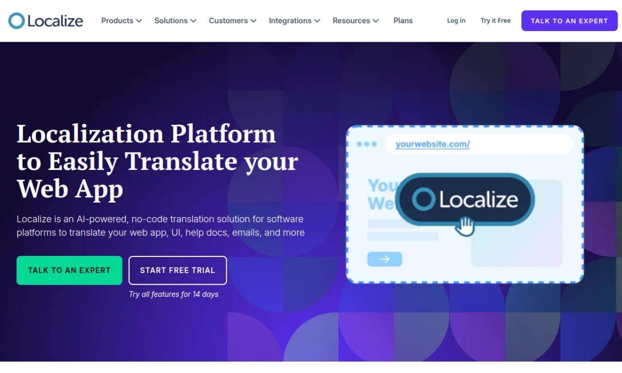 Screenshot of Localize website