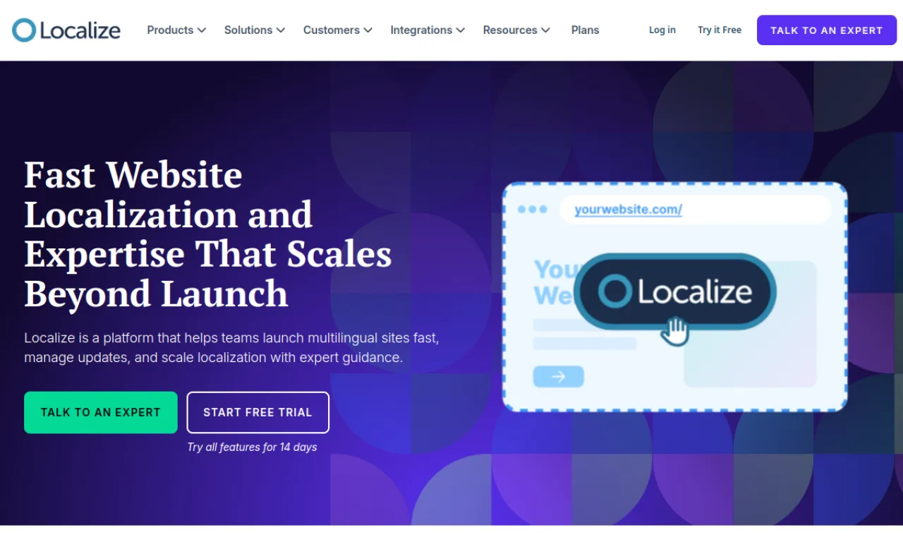 Screenshot of Localize website