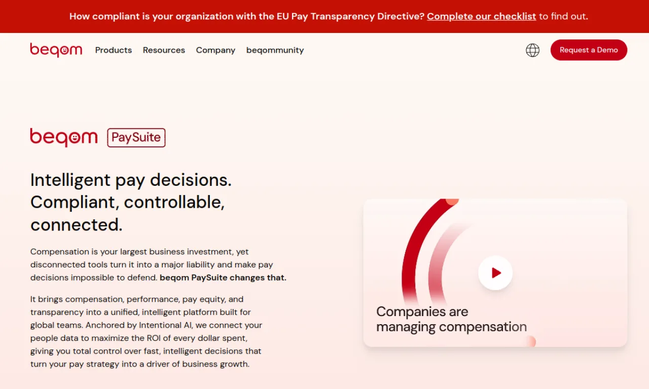 Screenshot of Beqom website