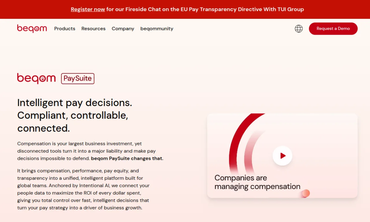 Screenshot of Beqom website