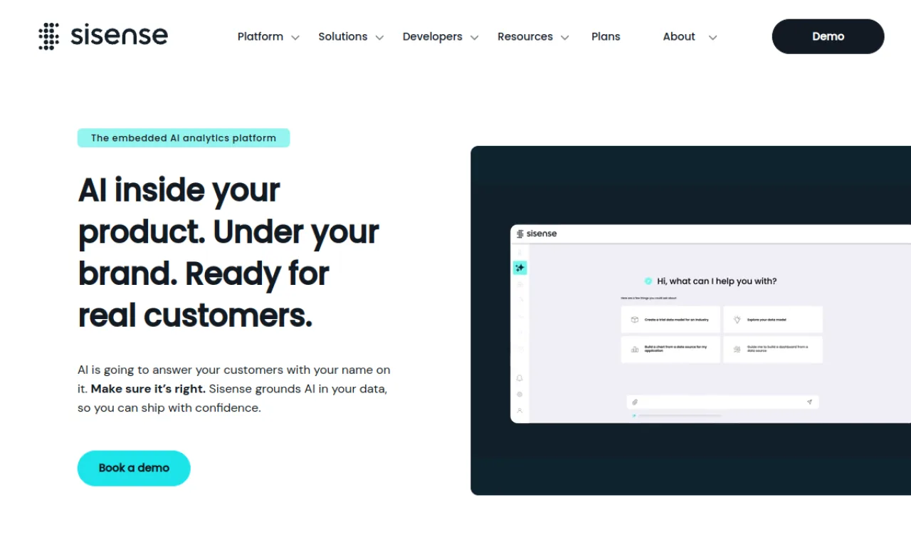 Screenshot of Sisense website