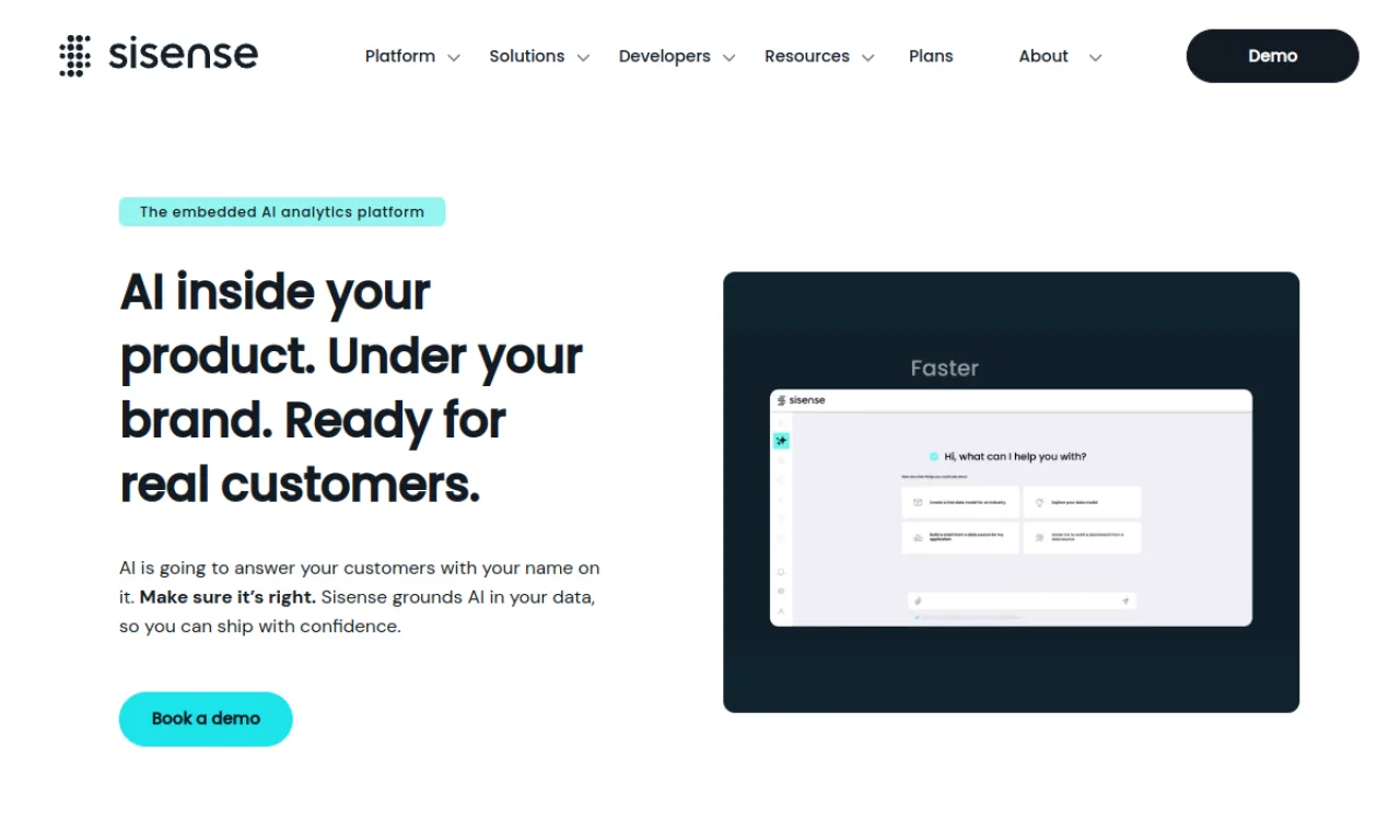 Screenshot of Sisense website