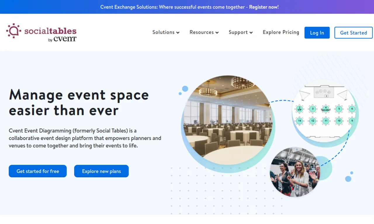 Screenshot of Social Tables website