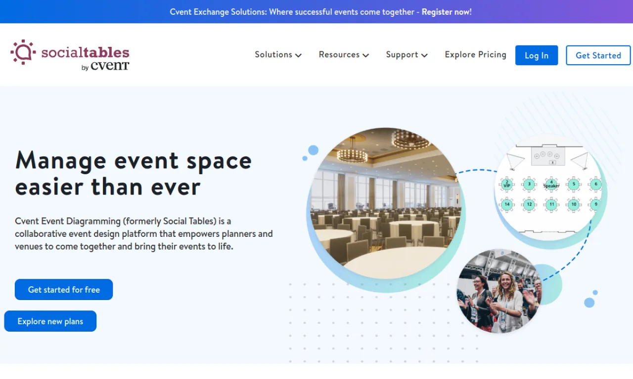 Screenshot of Social Tables website
