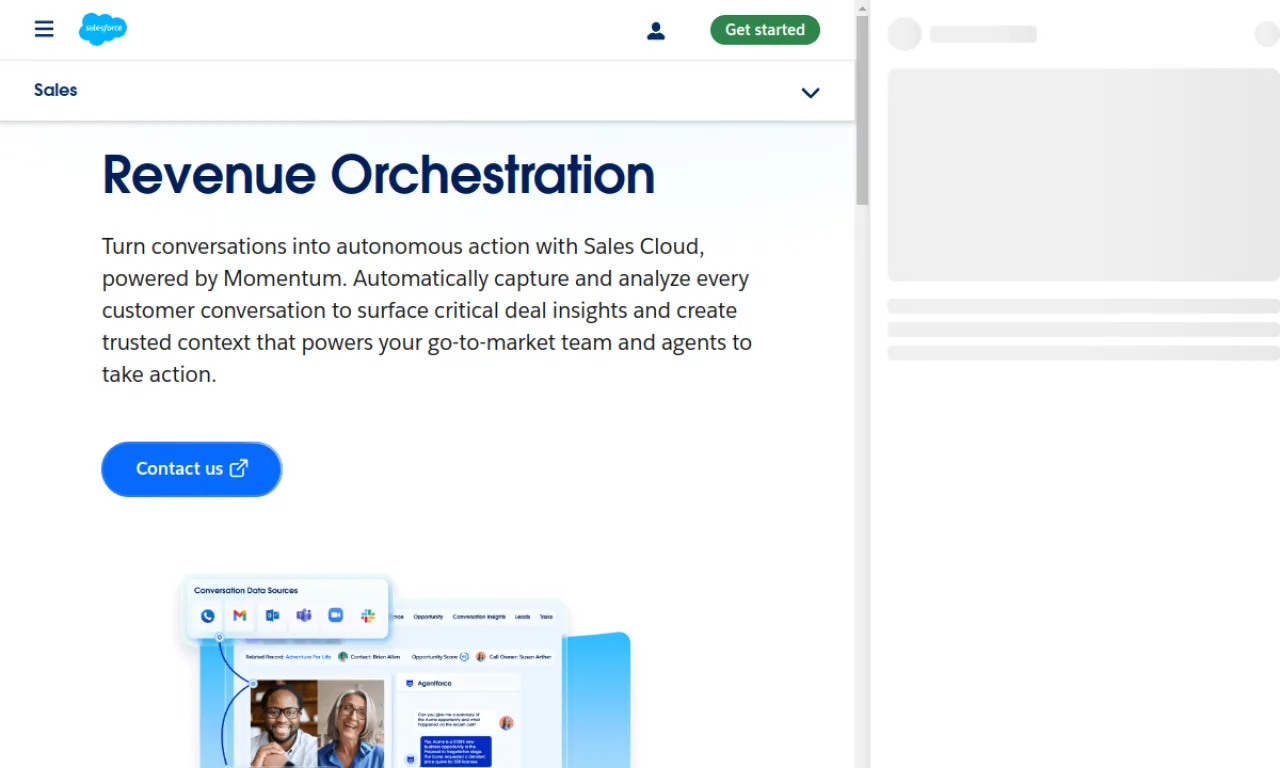 Screenshot of Momentum CI website